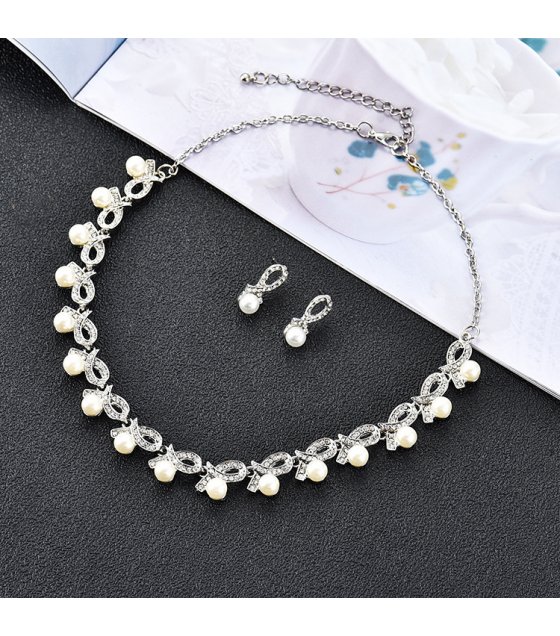 SET717 - Pearl Gem Necklace Two-Piece Jewellery set